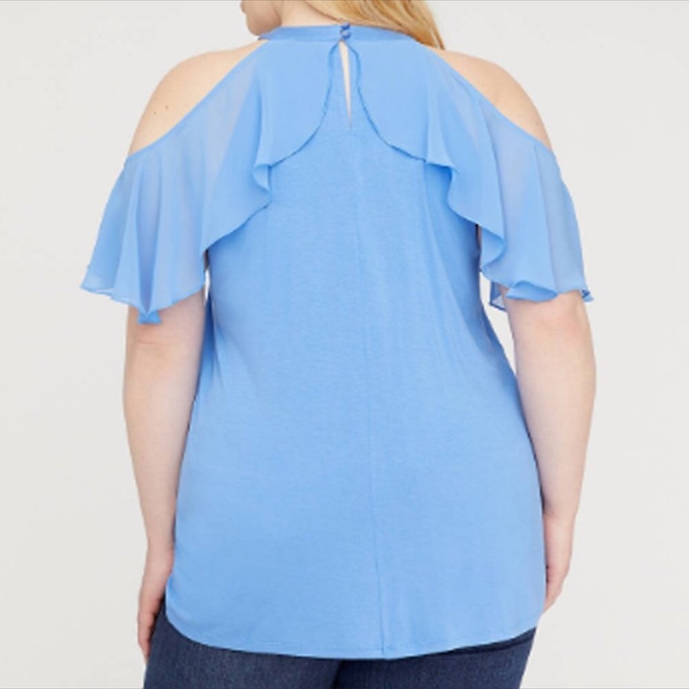 LB Blue Ruffle Halter Top - Picture 2 of 3